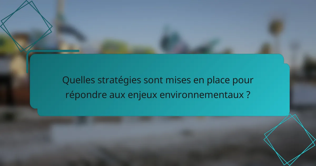 Quelles stratégies sont mises en place pour répondre aux enjeux environnementaux ?