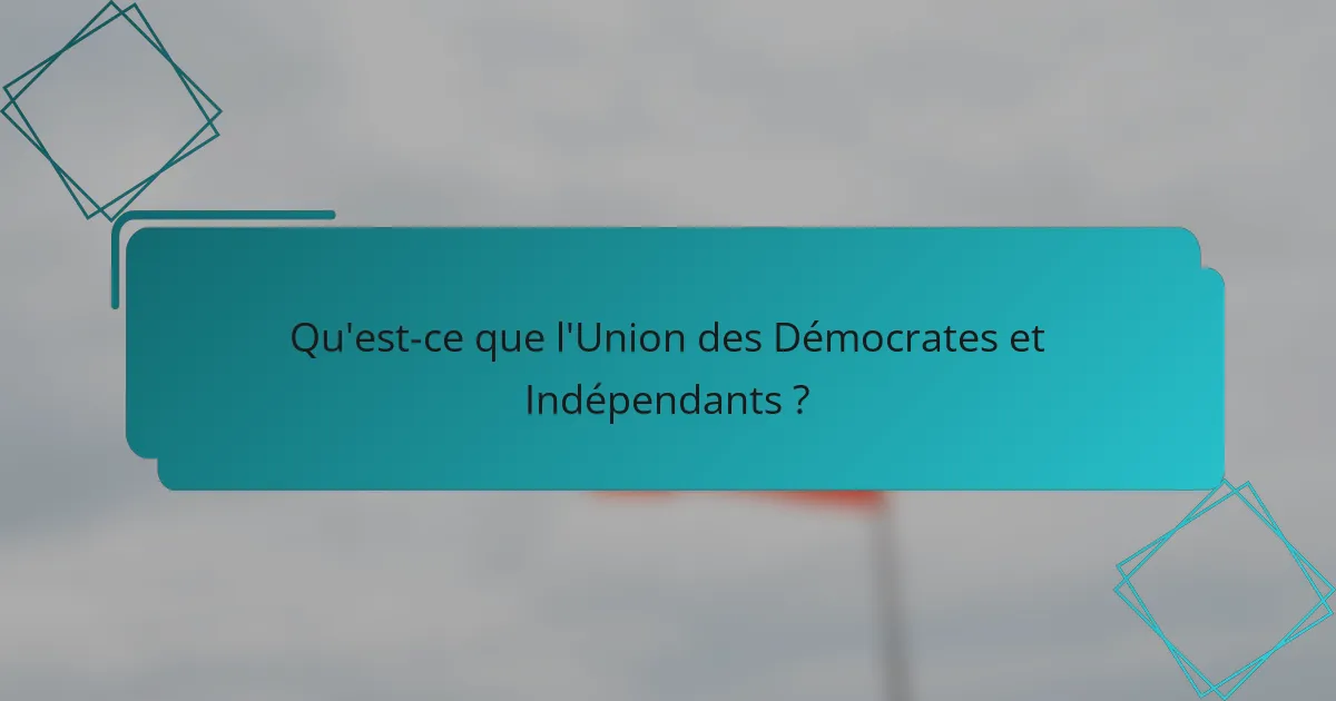 Qu'est-ce que l'Union des Démocrates et Indépendants ?